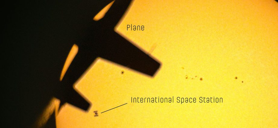 apod:-2026-september-22-–-chance-triple-alignment:-plane,-space-station,-sun