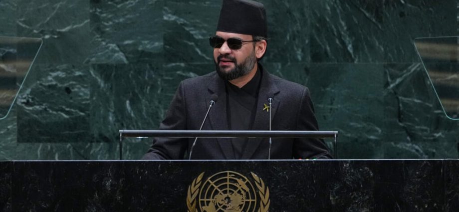 Nepal’s catastrophic floods were ‘warning to the world’, PM Shah tells UN