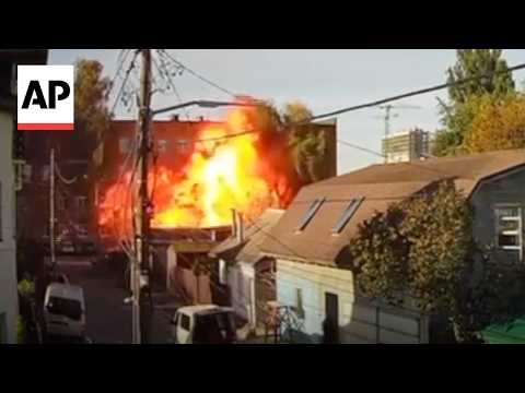 cctv-video-shows-a-russian-drone-striking-a-school-in-kyiv,-ukraine
