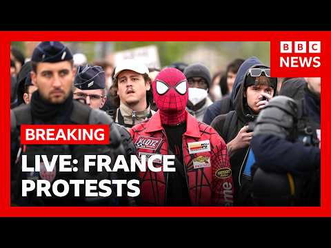 live:-tens-of-thousands-protest-across-france-|-bbc-news