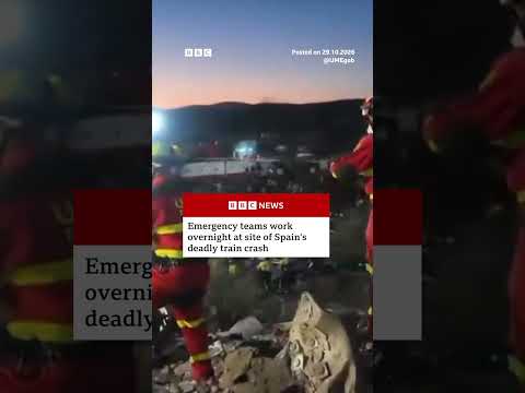 emergency-teams-work-overnight-at-site-of-spain’s-deadly-train-crash.-#spain-#trains-#bbcnews
